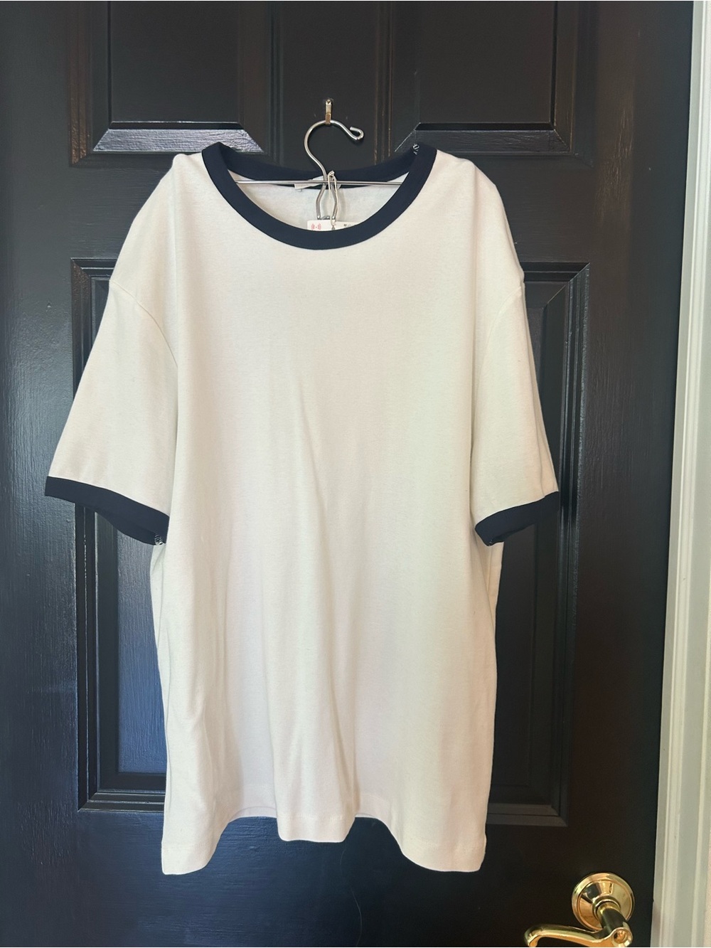 Zara White Short-Sleeve Ringer Tee with Black Trim
